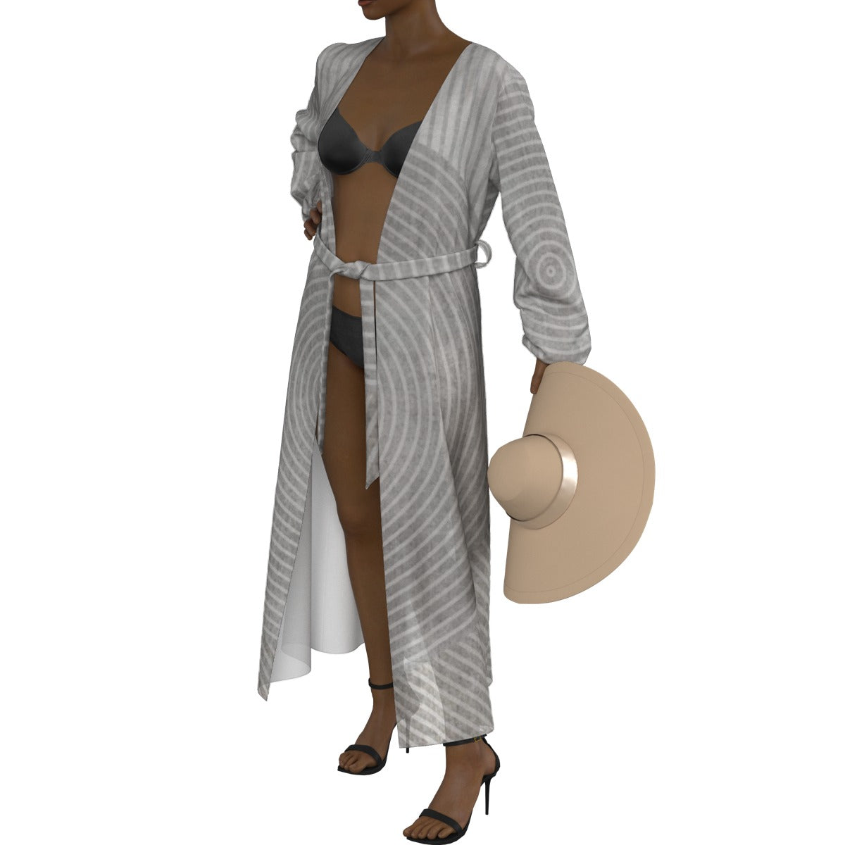 All-Over Print Women's Lace-up Chiffon Robe