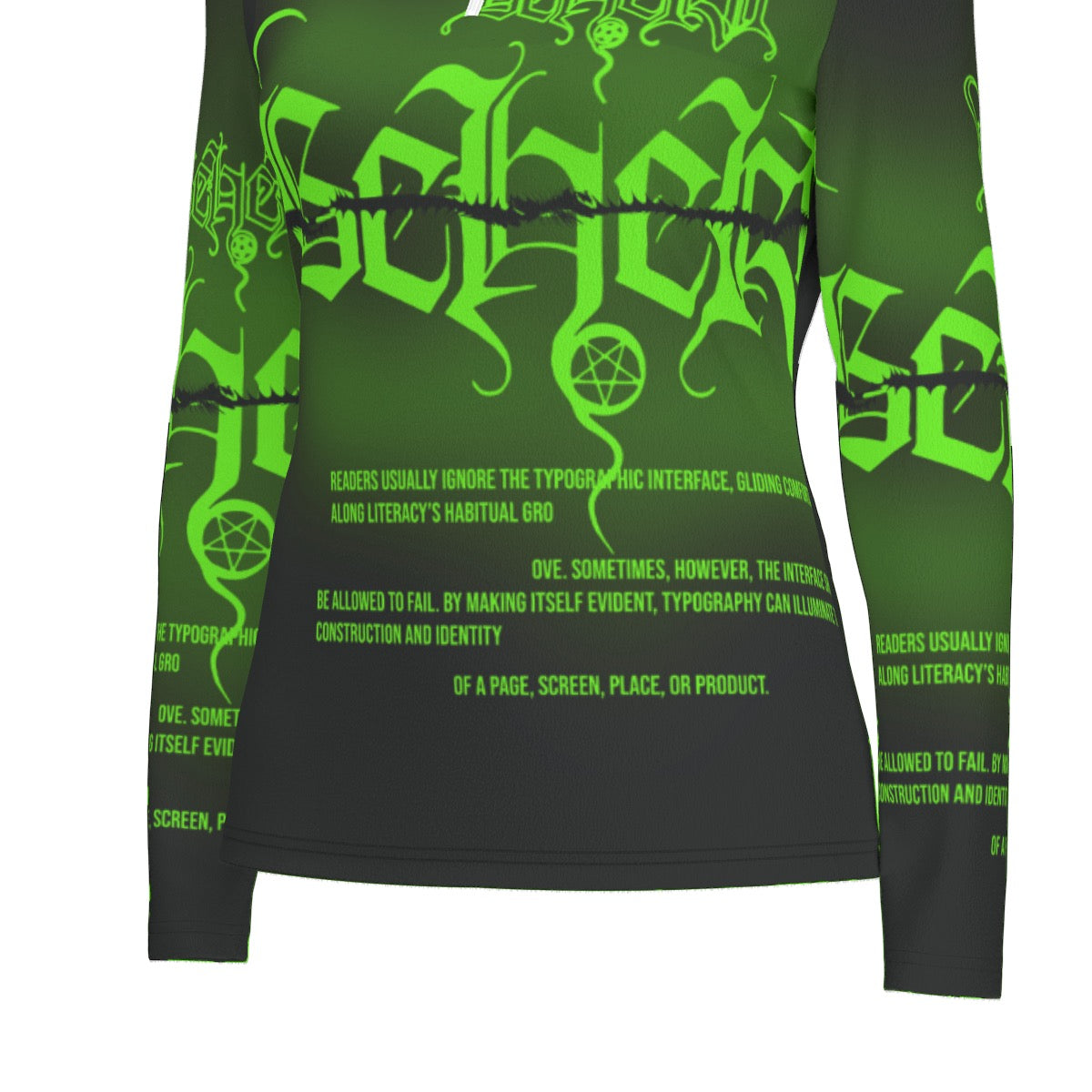 All-Over Print Women's Sports Collar Jersey With Long Sleeve