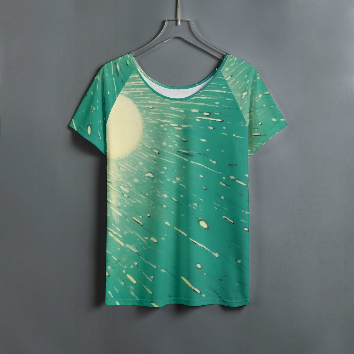 All-Over Print Women's Round Neck T-shirt With Raglan Sleeve