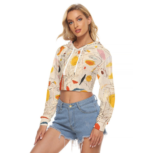 All-Over Print Women's Crop Top Hoodie|Velvet