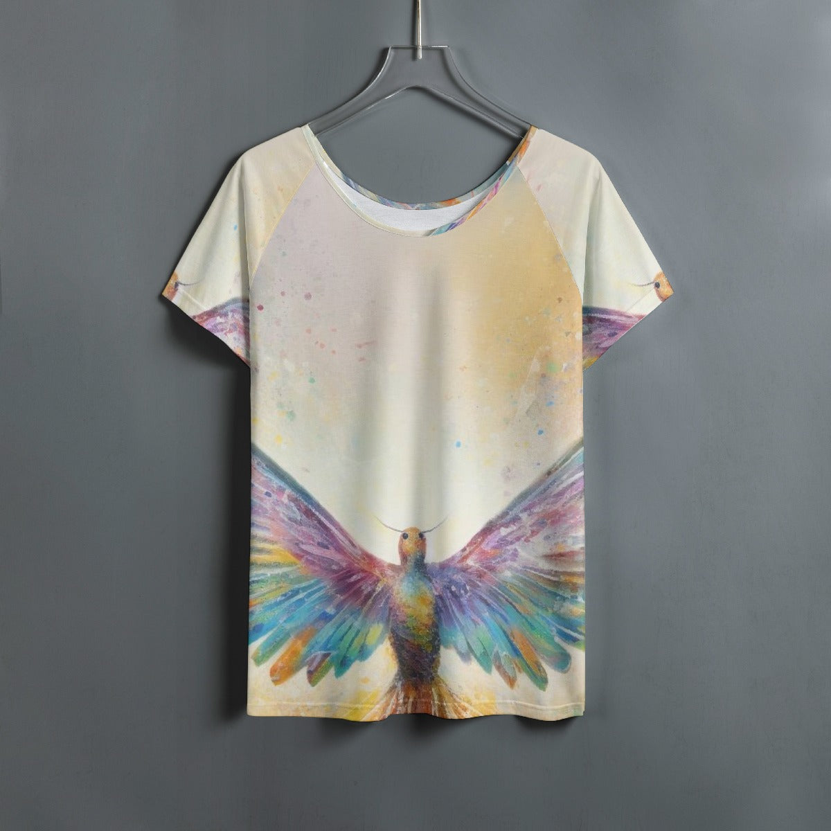 All-Over Print Women's Round Neck T-shirt With Raglan Sleeve