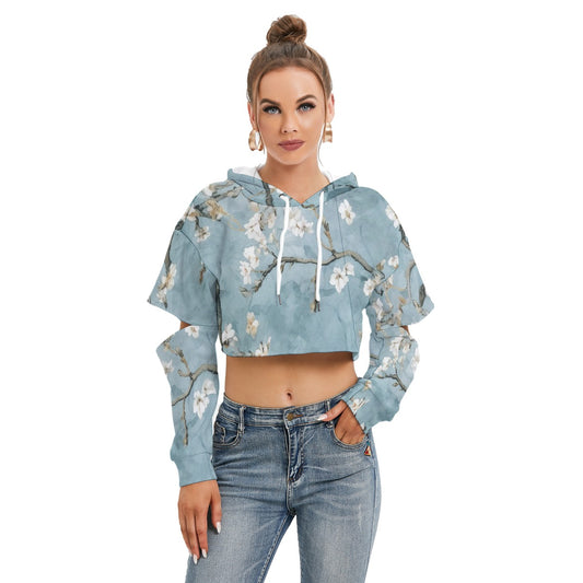 All-Over Print Women's Heavy Fleece Hoodie With Hollow Out Sleeve