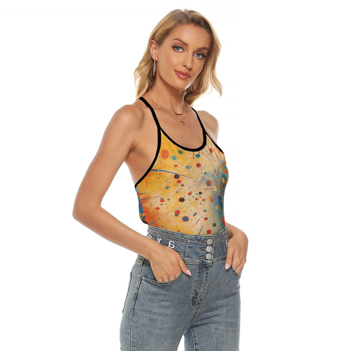 All-Over Print Women's Criss-Cross Open Back Tank Top