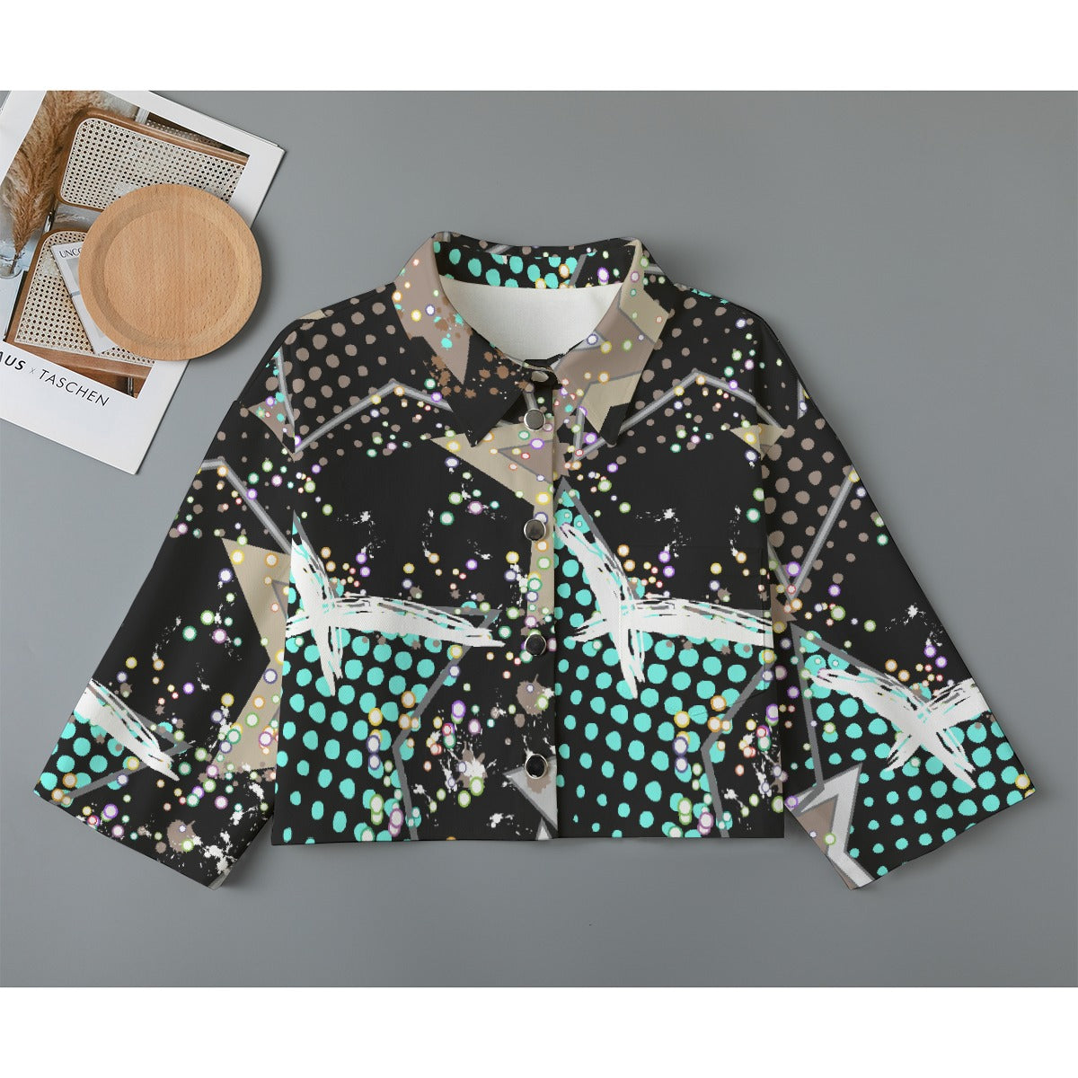 All-Over Print Women's Cropped Jacket | 245GSM Cotton