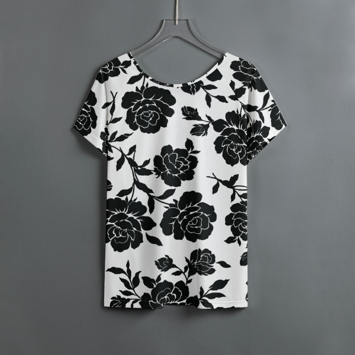 All-Over Print Women's Round Neck T-shirt With Raglan Sleeve