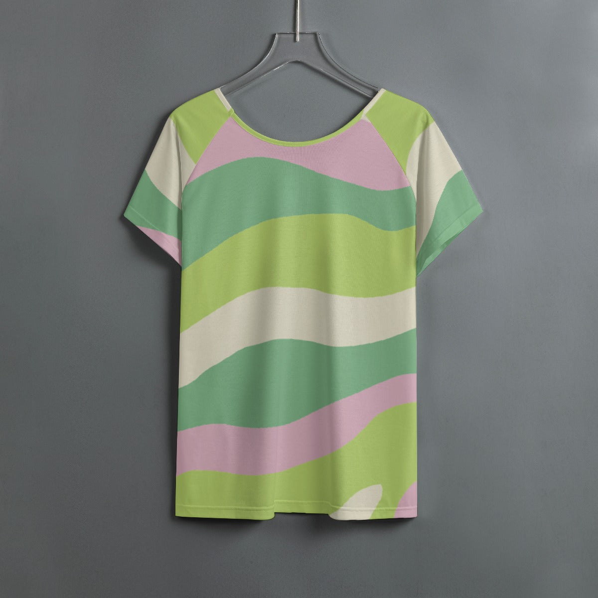 All-Over Print Women's Round Neck T-shirt With Raglan Sleeve