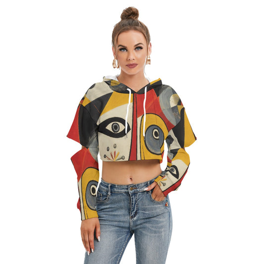 All-Over Print Women's Heavy Fleece Hoodie With Hollow Out Sleeve