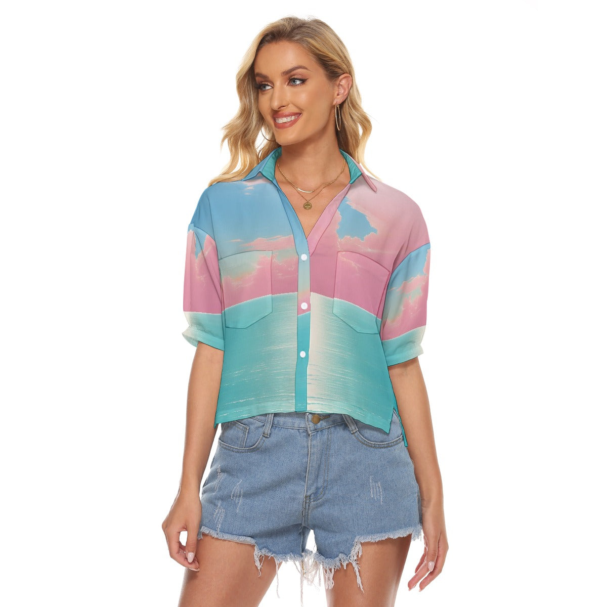 All-Over Print Women's V-neck Shirts