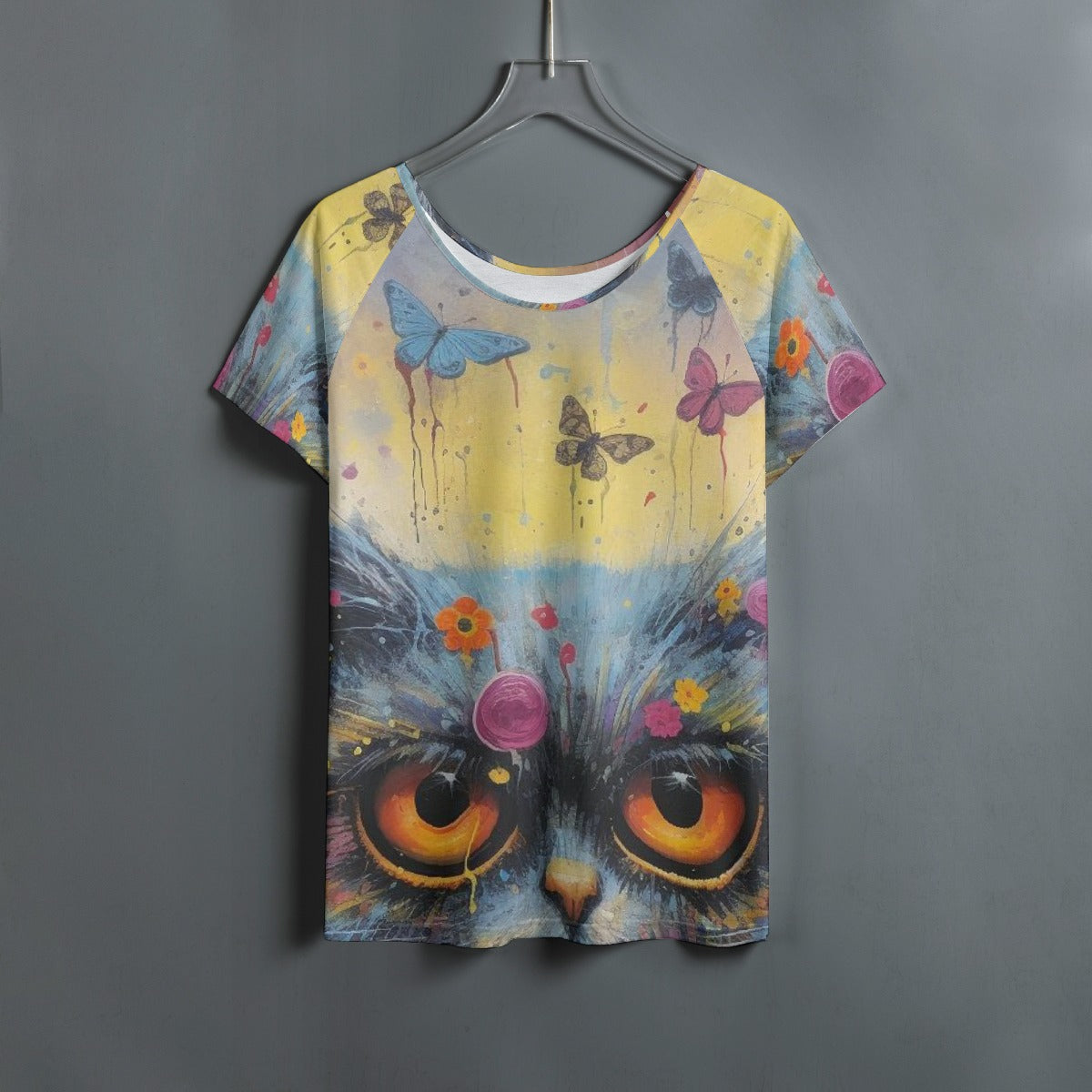 All-Over Print Women's Round Neck T-shirt With Raglan Sleeve