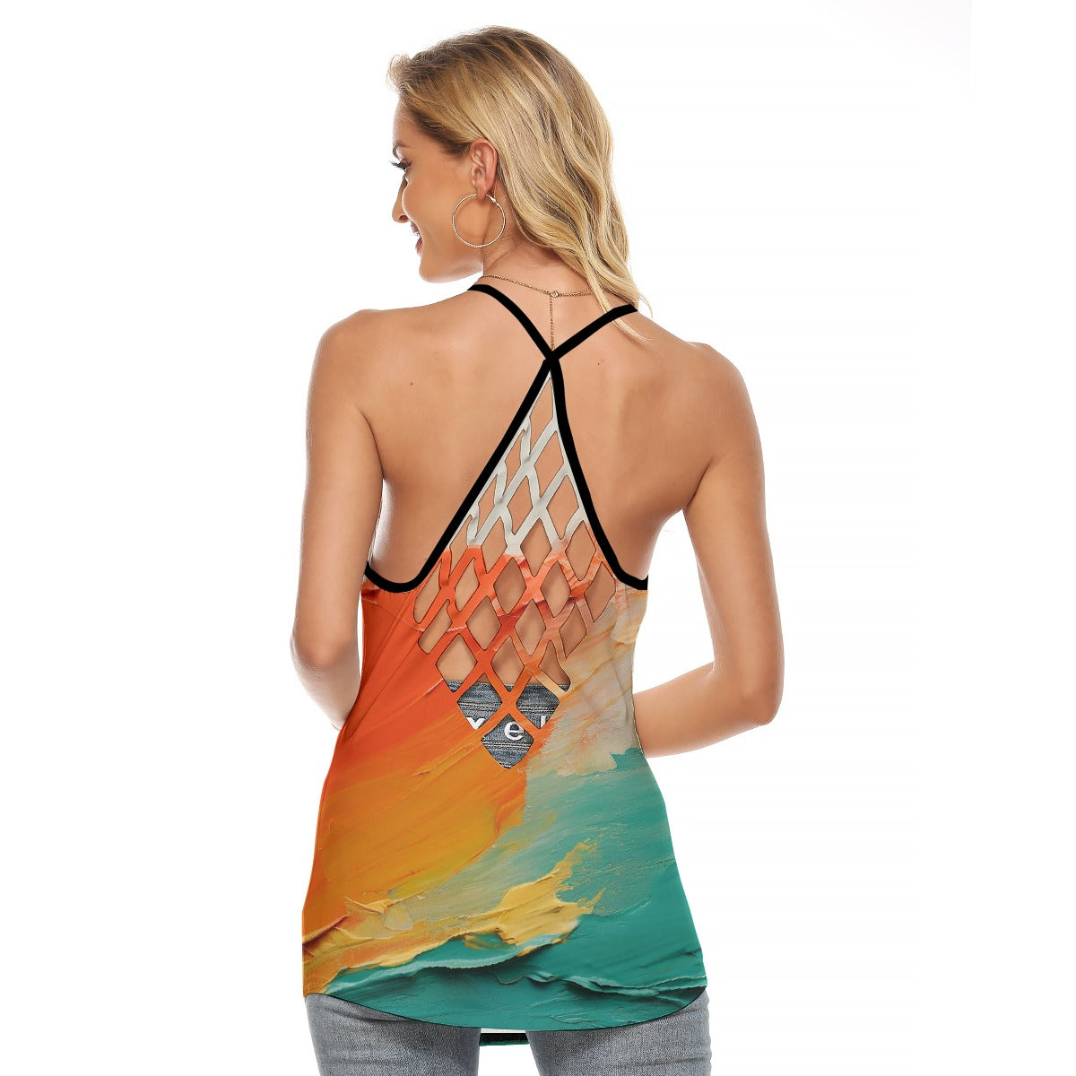 All-Over Print Women's Criss-Cross Open Back Tank Top
