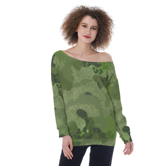 All-Over Print Oversized Women's Off-Shoulder Sweatshirt