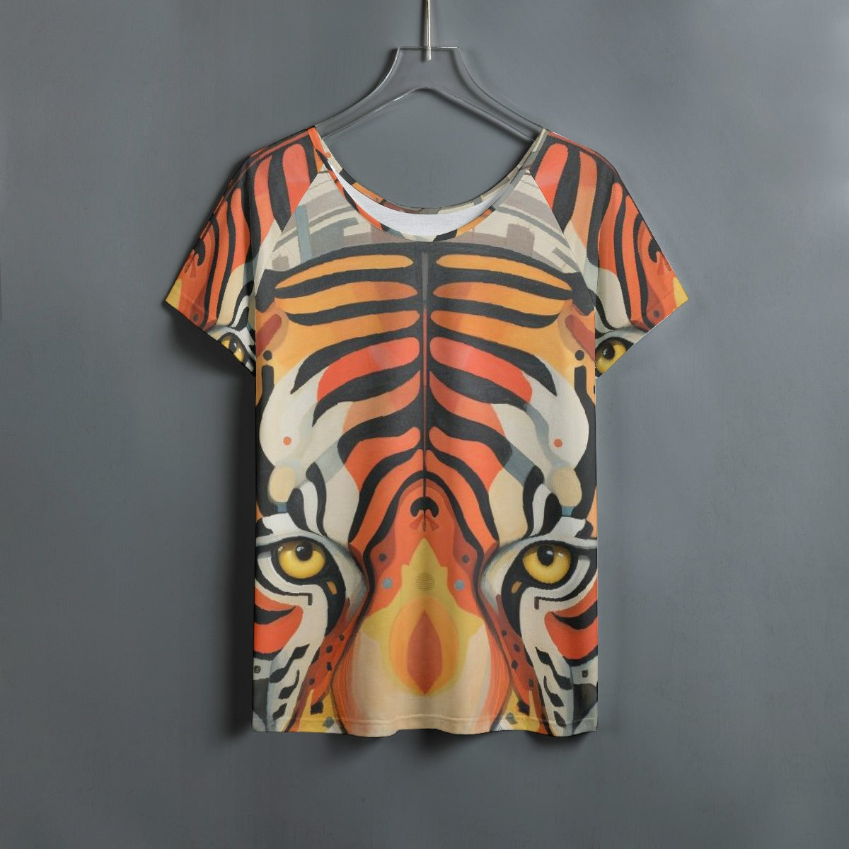 All-Over Print Women's Round Neck T-shirt With Raglan Sleeve