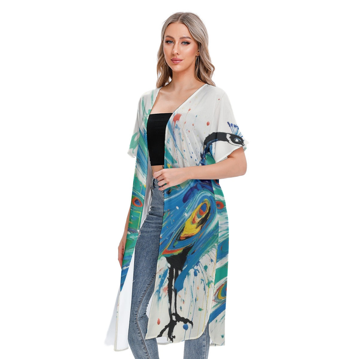 All-Over Print Women's Short Sleeve Cardigan