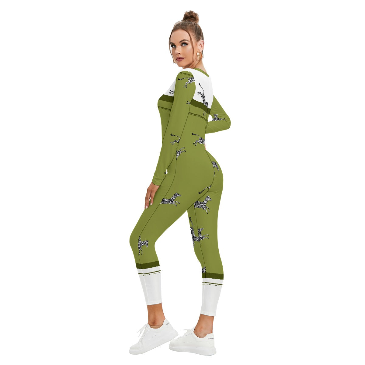 All-Over Print Women's Plunging Neck Jumpsuit