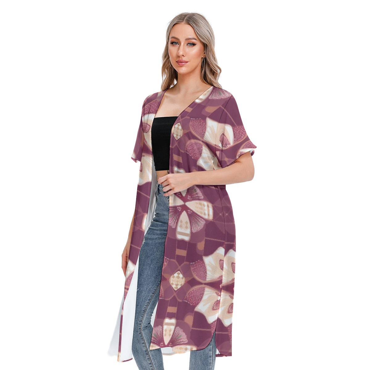 All-Over Print Women's Short Sleeve Cardigan
