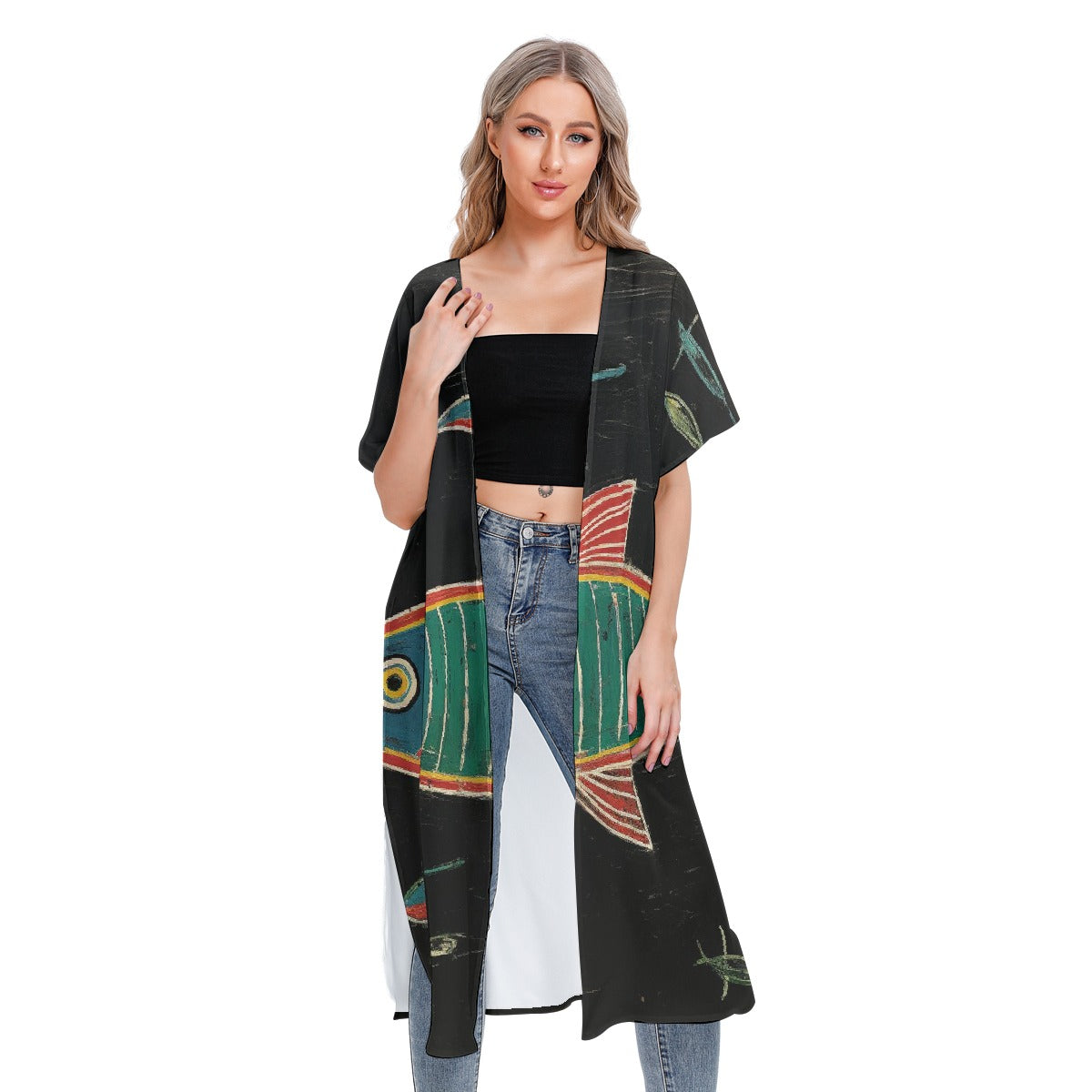 All-Over Print Women's Short Sleeve Cardigan