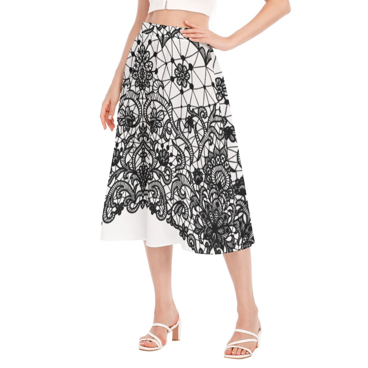 All-Over Print Women's Long Section Chiffon Skirt