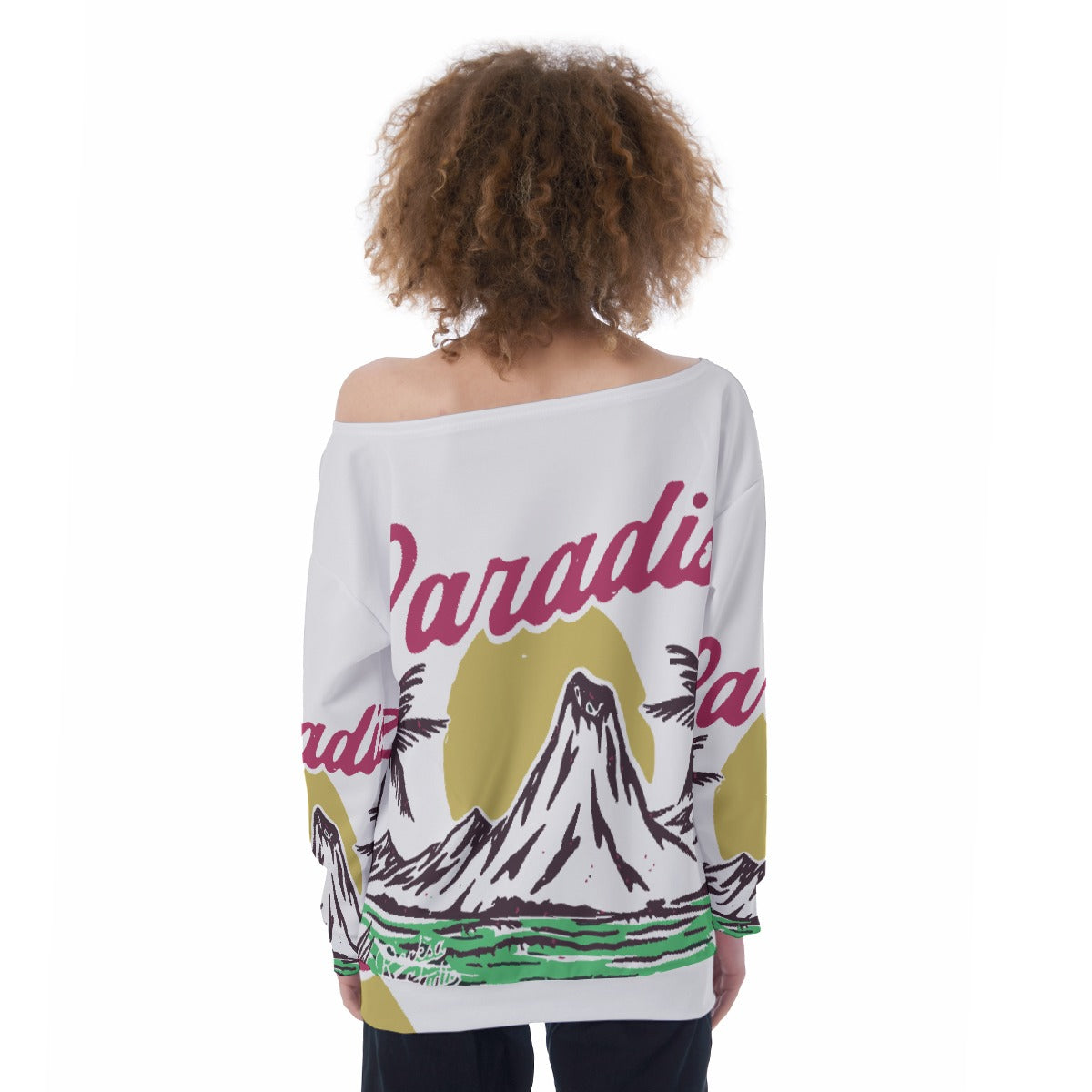 All-Over Print Oversized Women's Off-Shoulder Sweatshirt