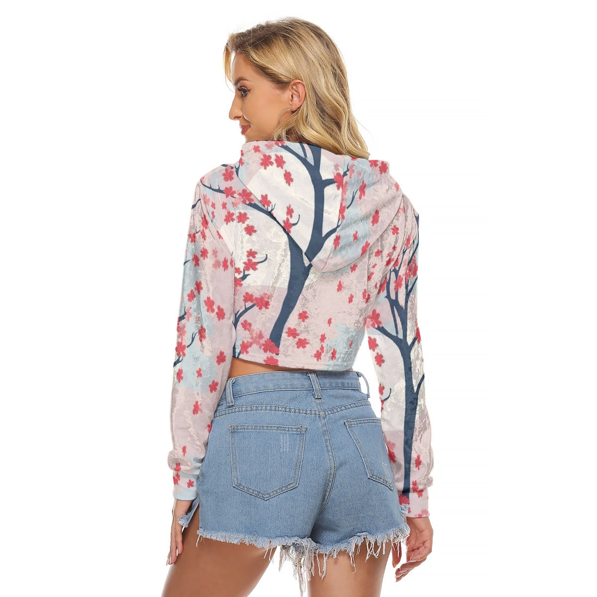 All-Over Print Women's Crop Top Hoodie|Velvet
