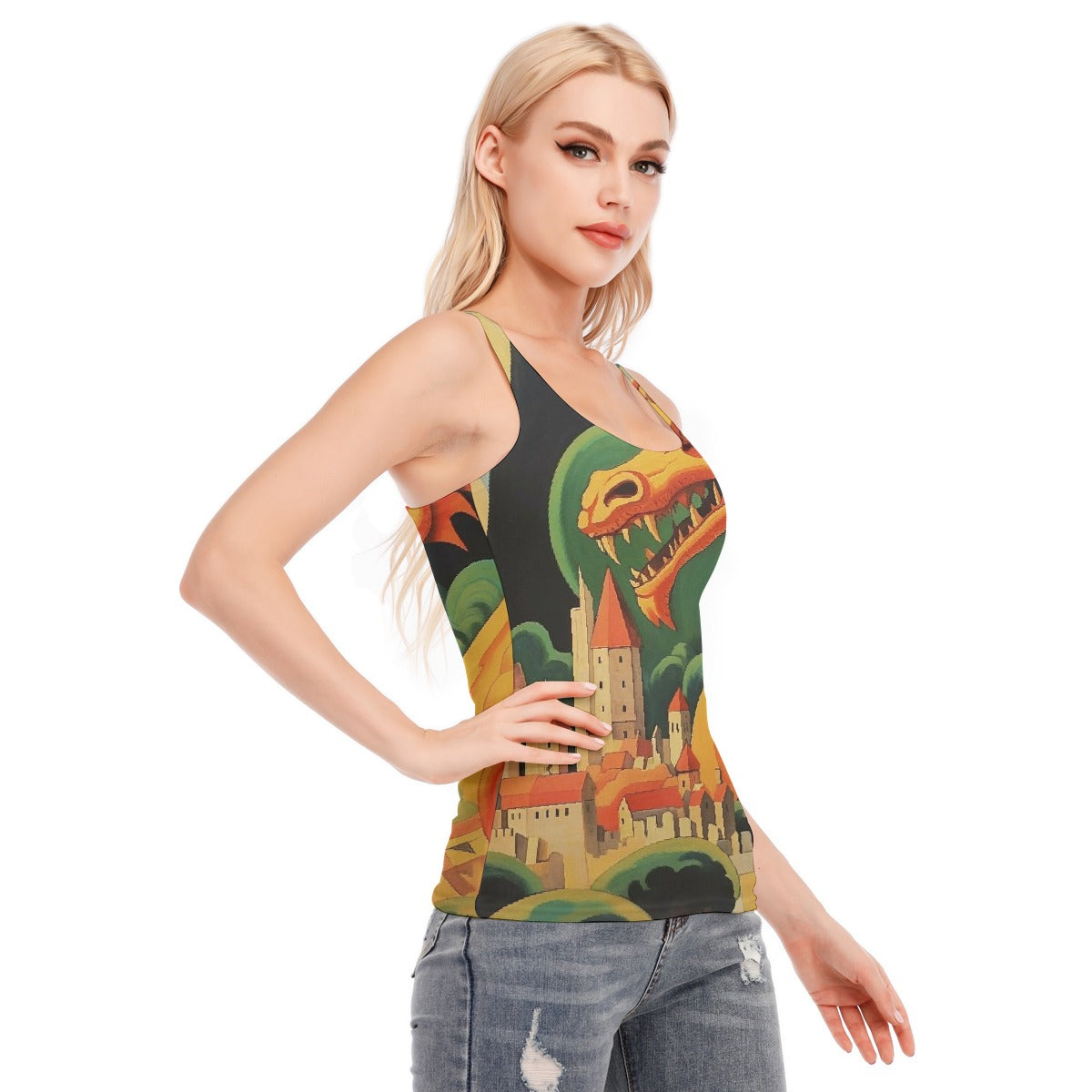 All-Over Print Women's Racer Vest | 190GSM Cotton