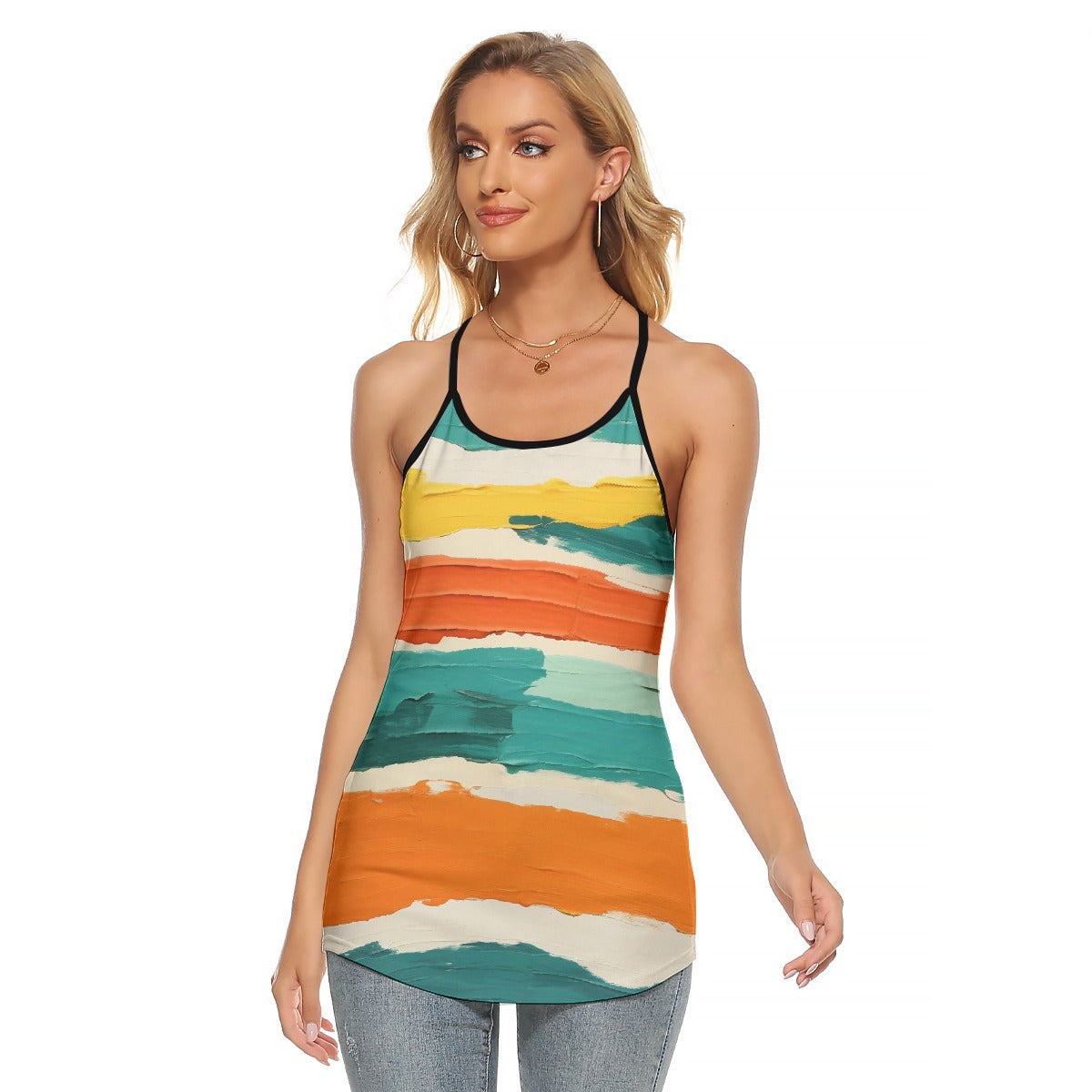 All-Over Print Women's Criss-Cross Open Back Tank Top