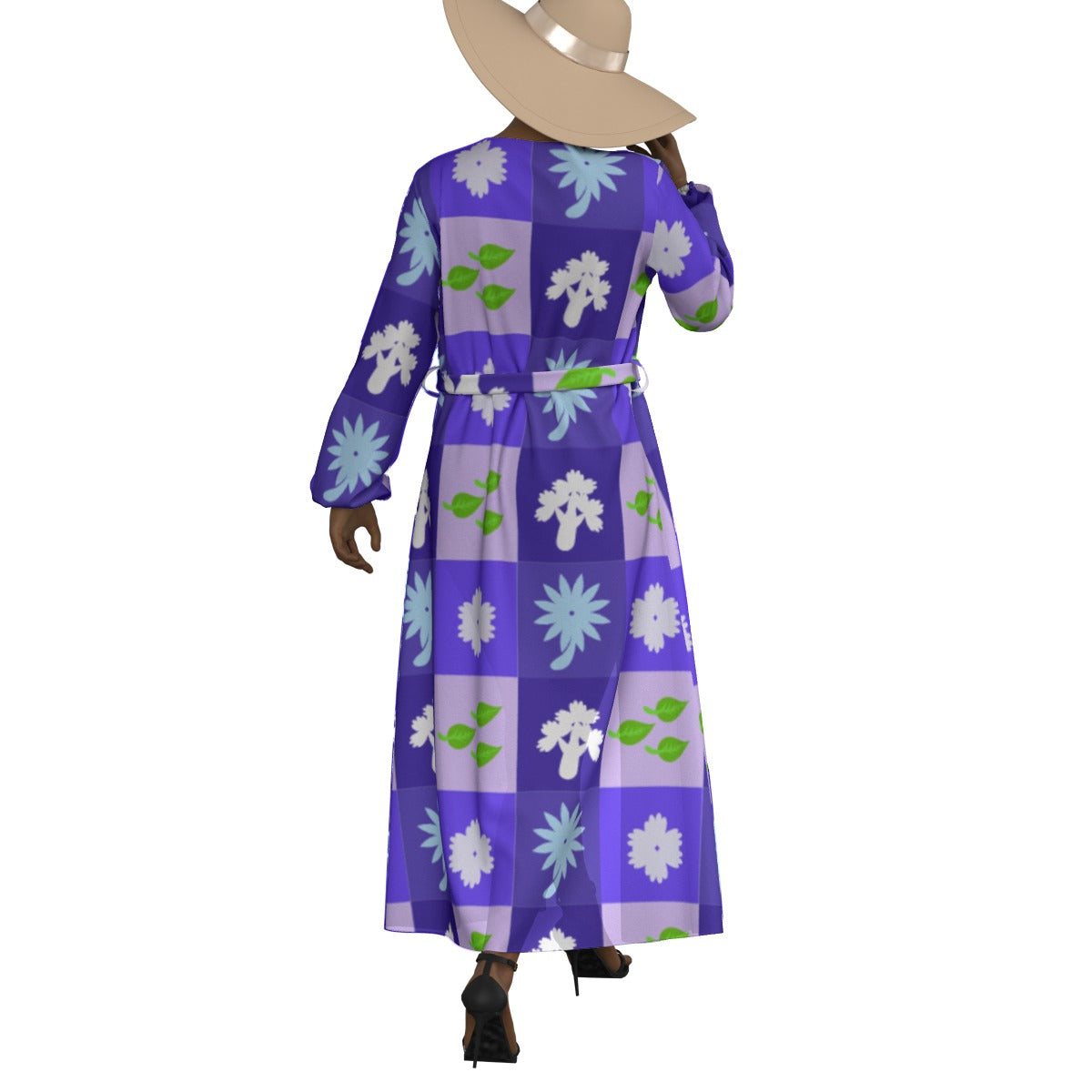 All-Over Print Women's Lace-up Chiffon Robe