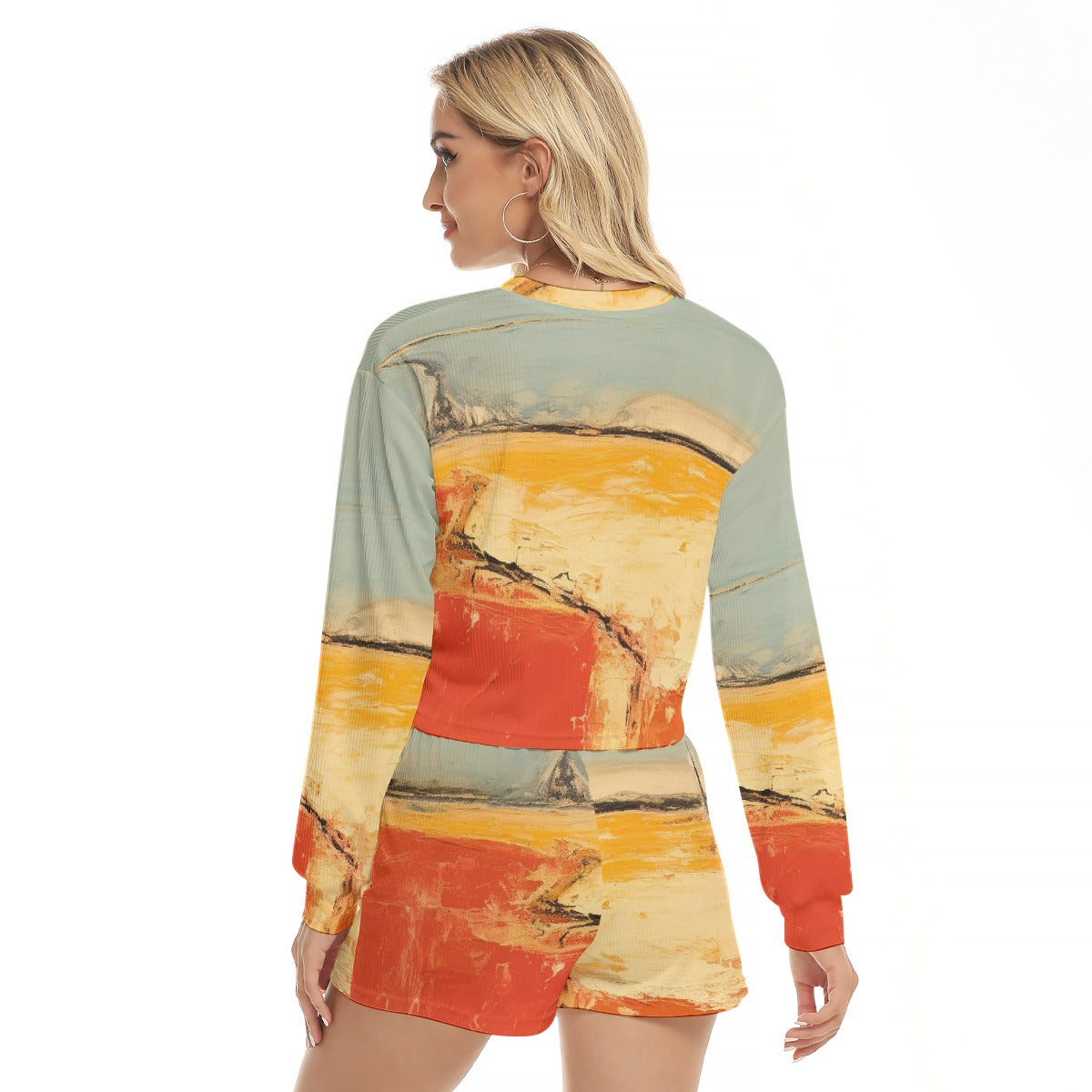 All-Over Print Women's Short Sweatshirt And Pants Suit