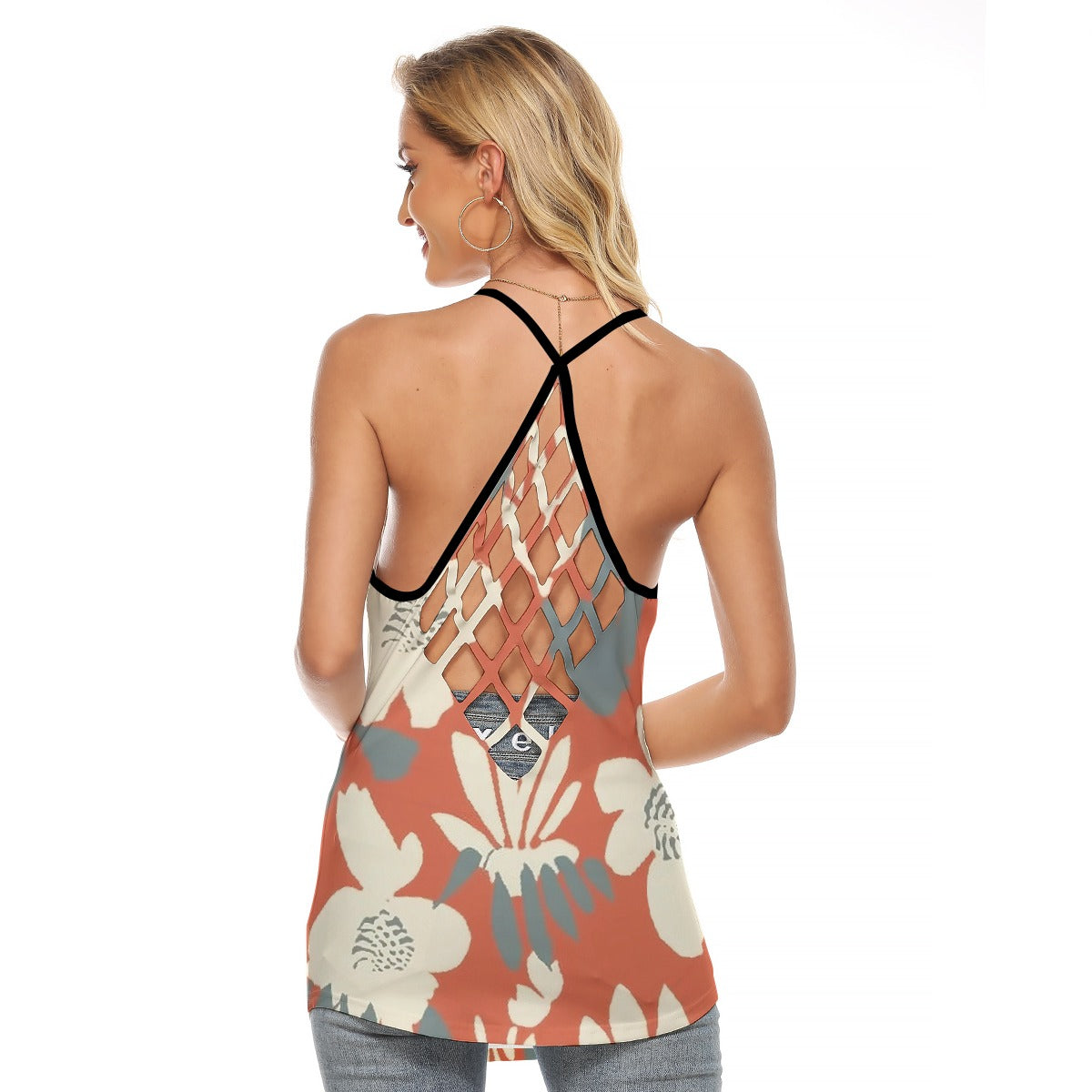 All-Over Print Women's Criss-Cross Open Back Tank Top