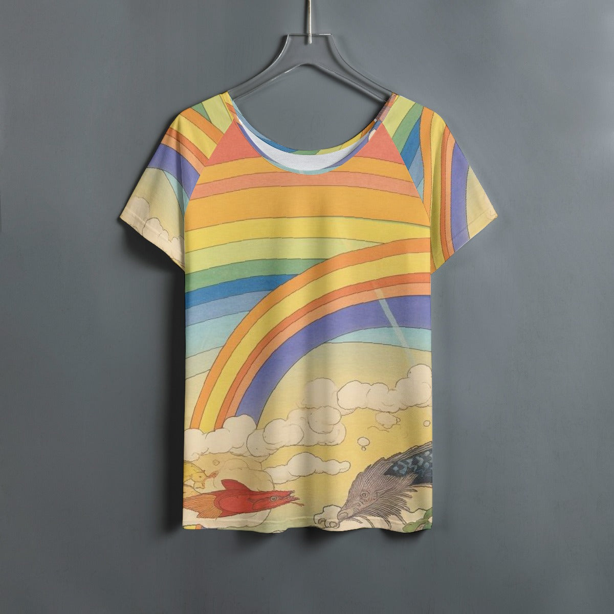 All-Over Print Women's Round Neck T-shirt With Raglan Sleeve