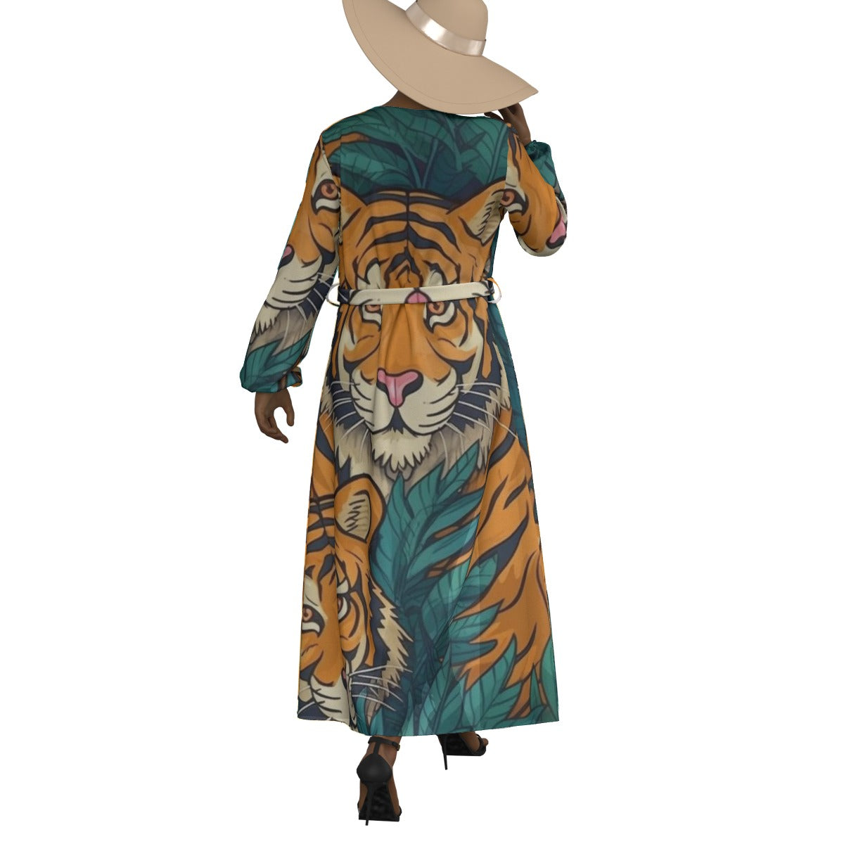 All-Over Print Women's Lace-up Chiffon Robe