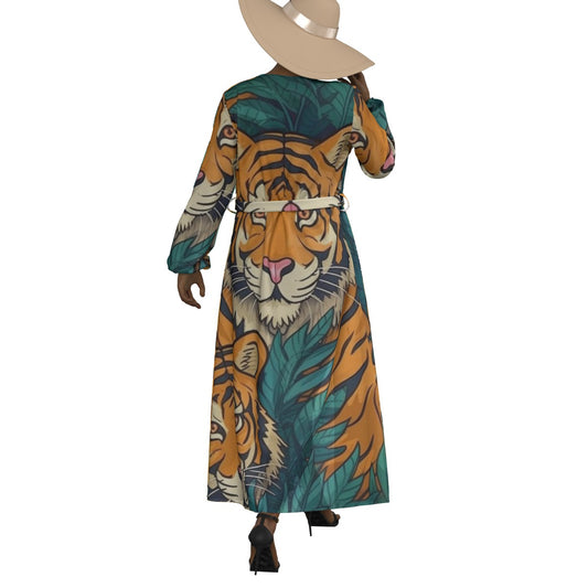 All-Over Print Women's Lace-up Chiffon Robe