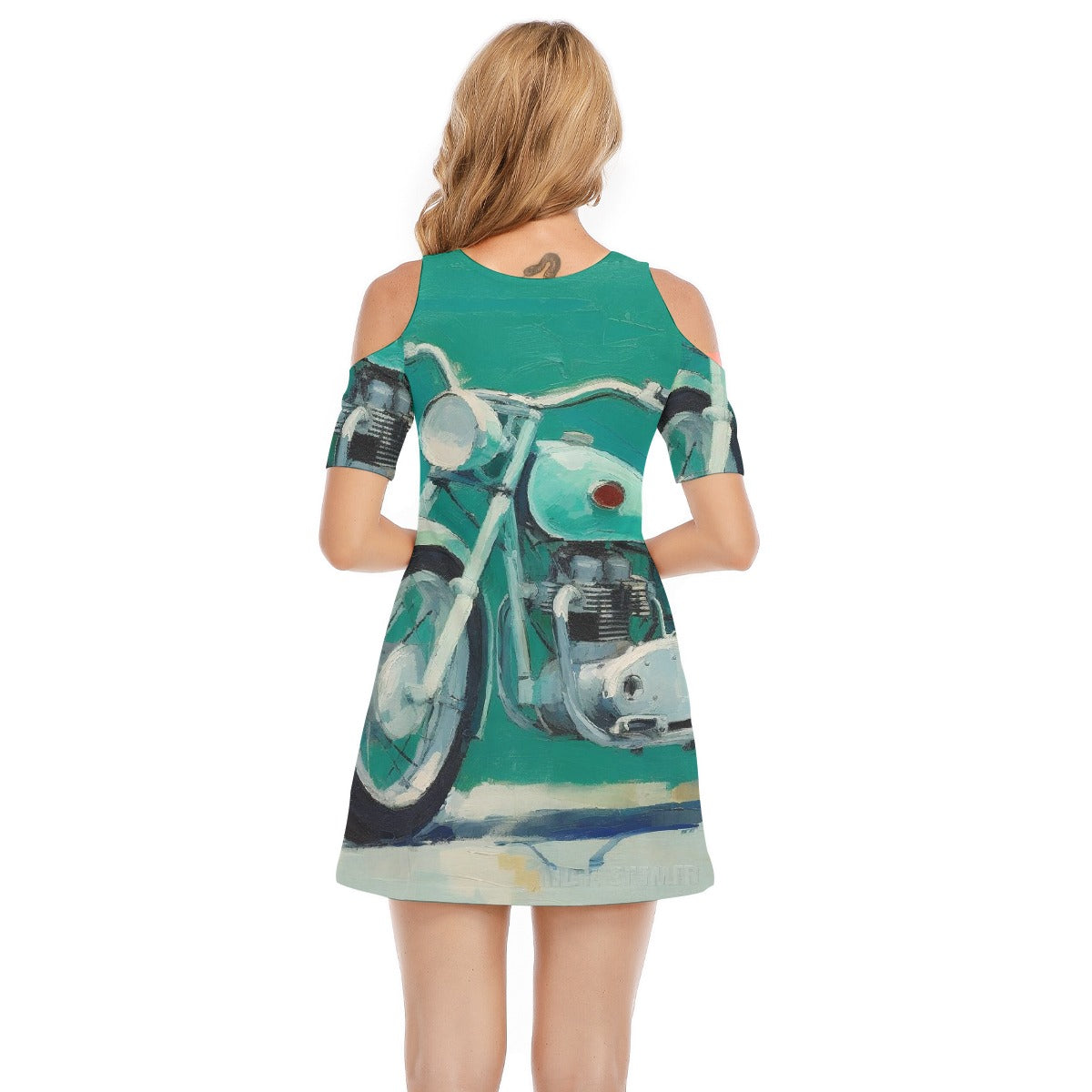 All-Over Print Women's Cold Shoulder Dress | 190GSM Cotton