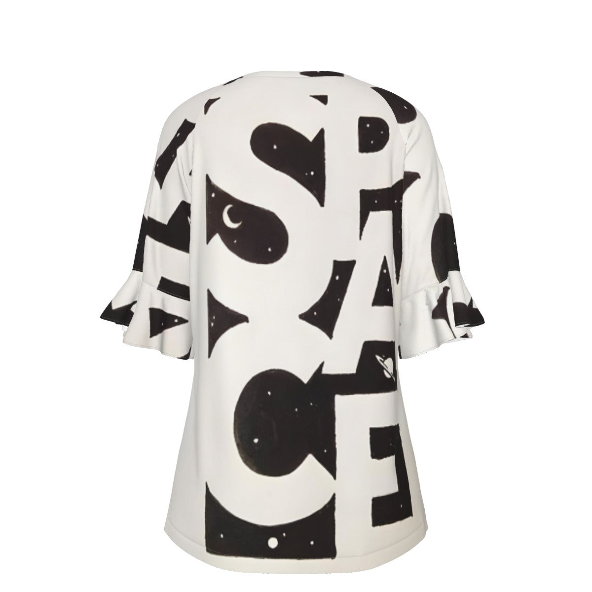 All-Over Print V-neck Women's T-shirt With Bell Sleeve