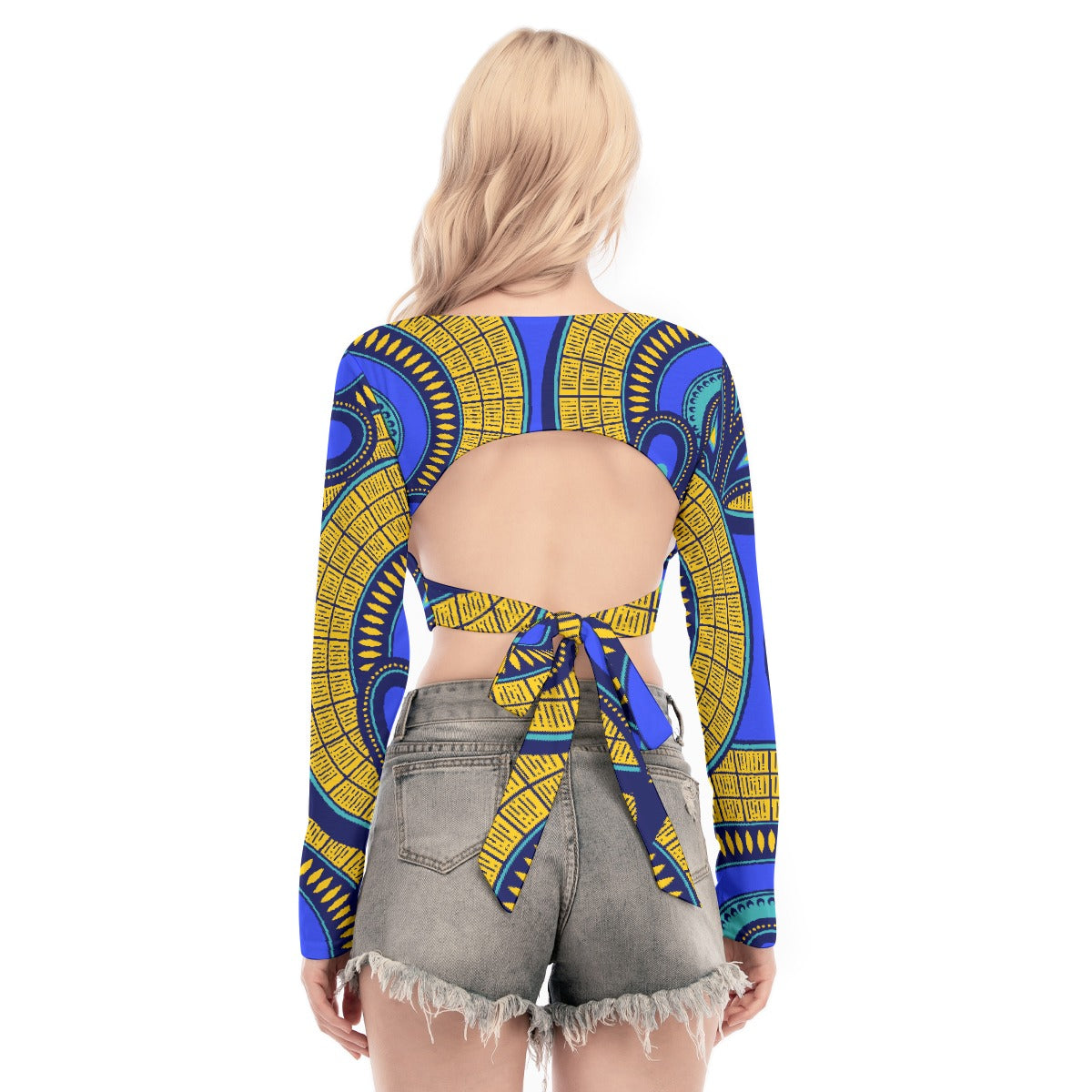 All-Over Print Women's Back Hollow T-shirt With Strap