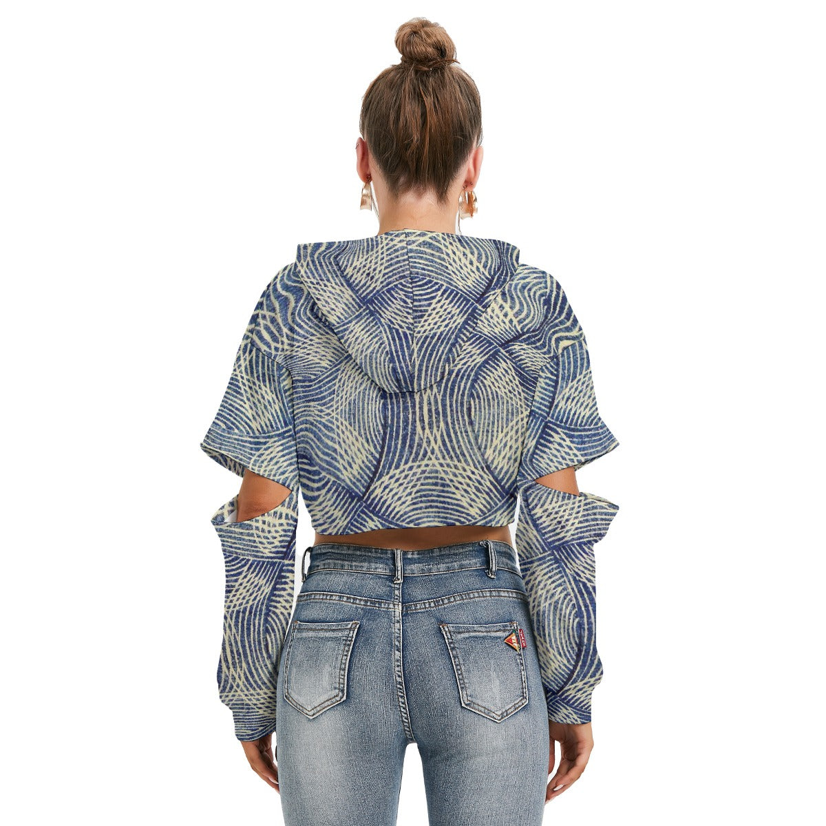 All-Over Print Women's Heavy Fleece Hoodie With Hollow Out Sleeve