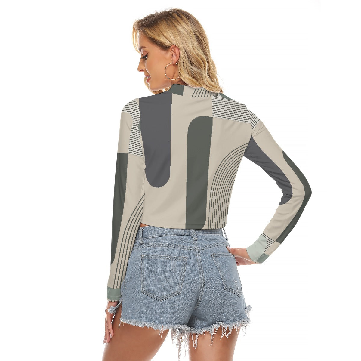 All-Over Print Women's Hollow Chest Keyhole Tight Crop Top