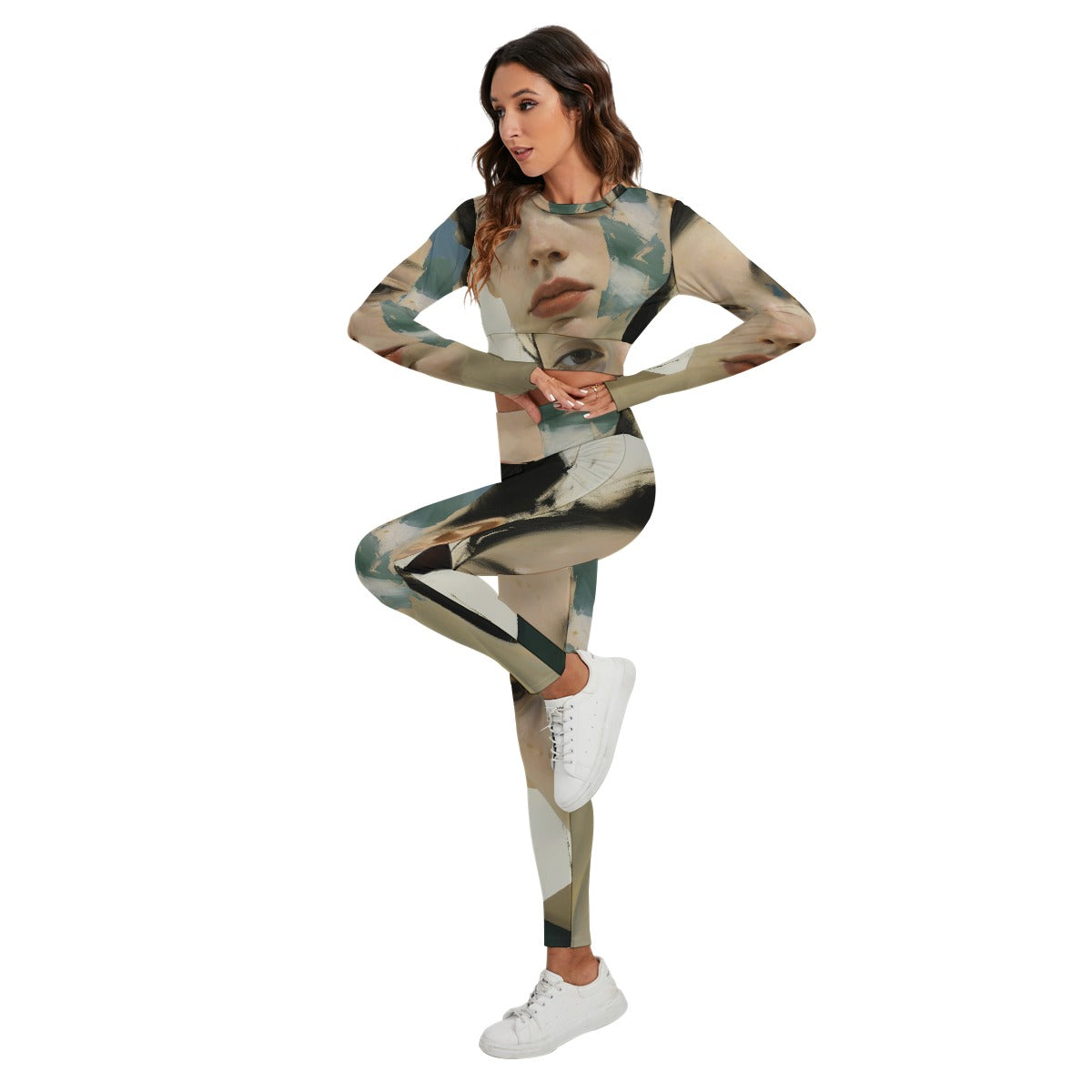 All-Over Print Women's Sport Set With Backless Top And Leggings