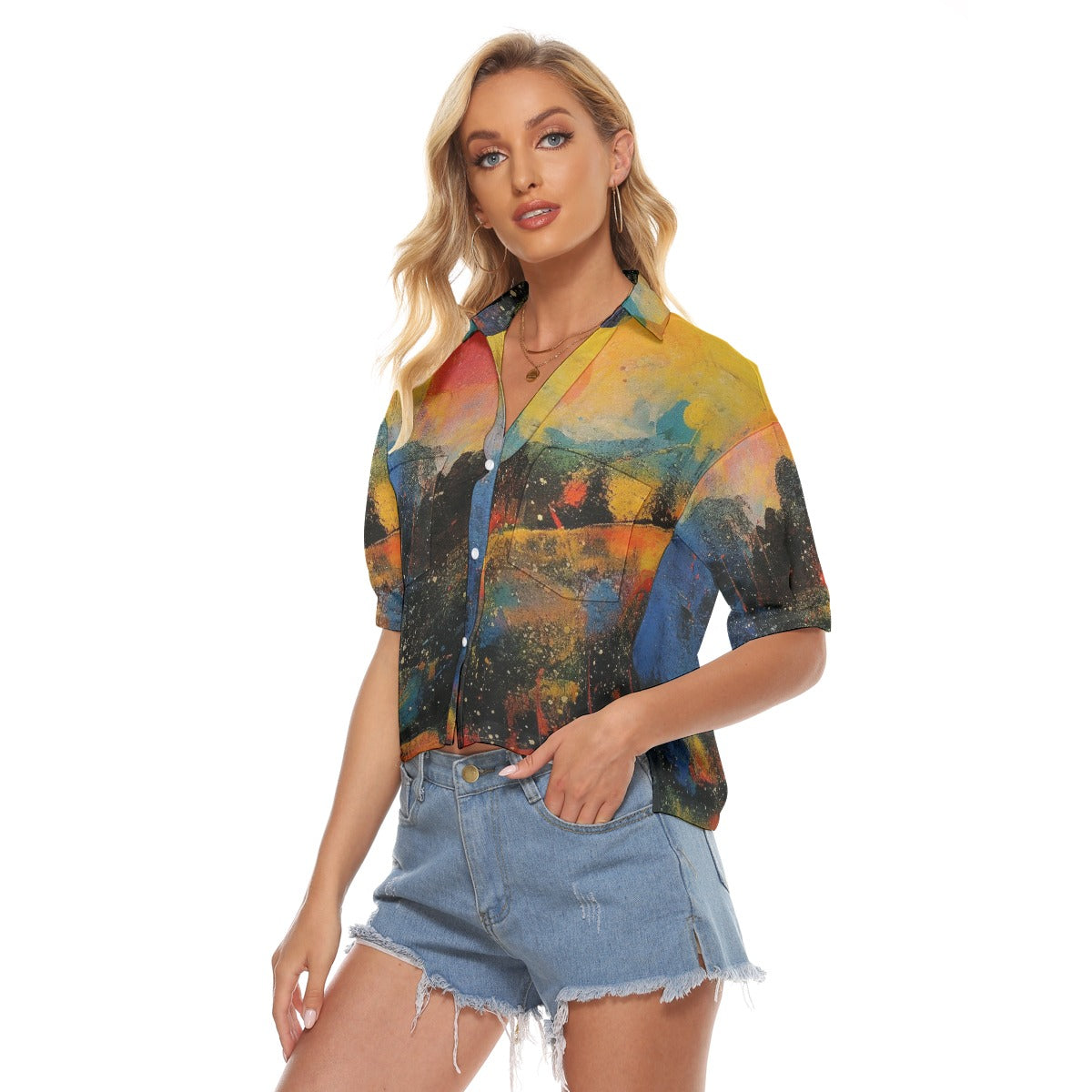 All-Over Print Women's V-neck Shirts