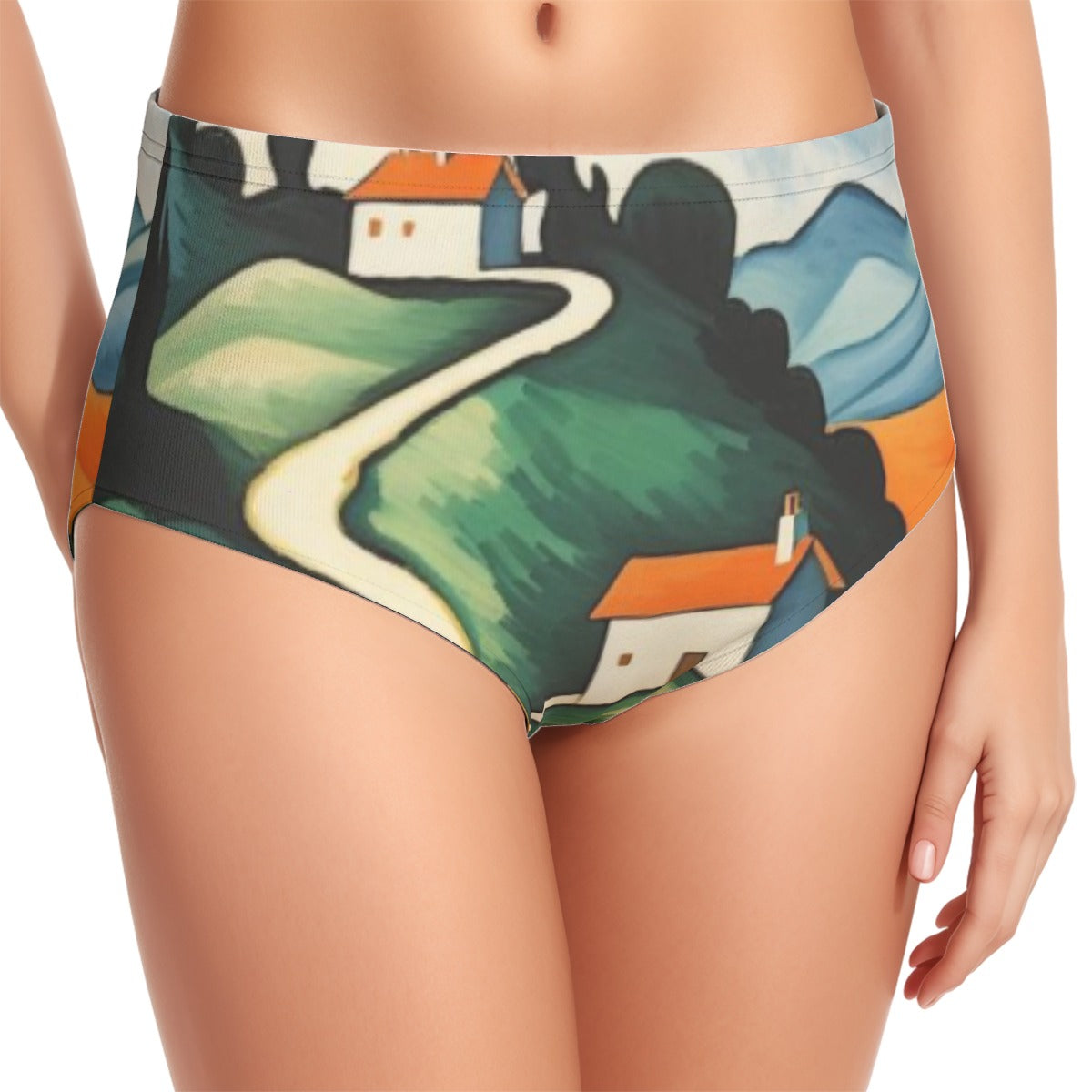 All-Over Print Women's Swimsuit Set With Halter