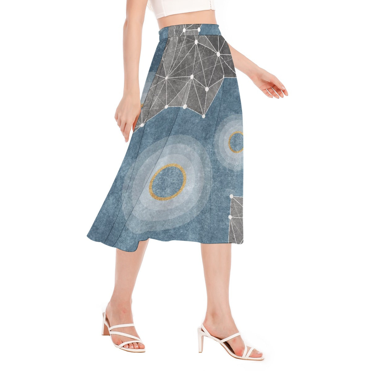 All-Over Print Women's Long Section Chiffon Skirt