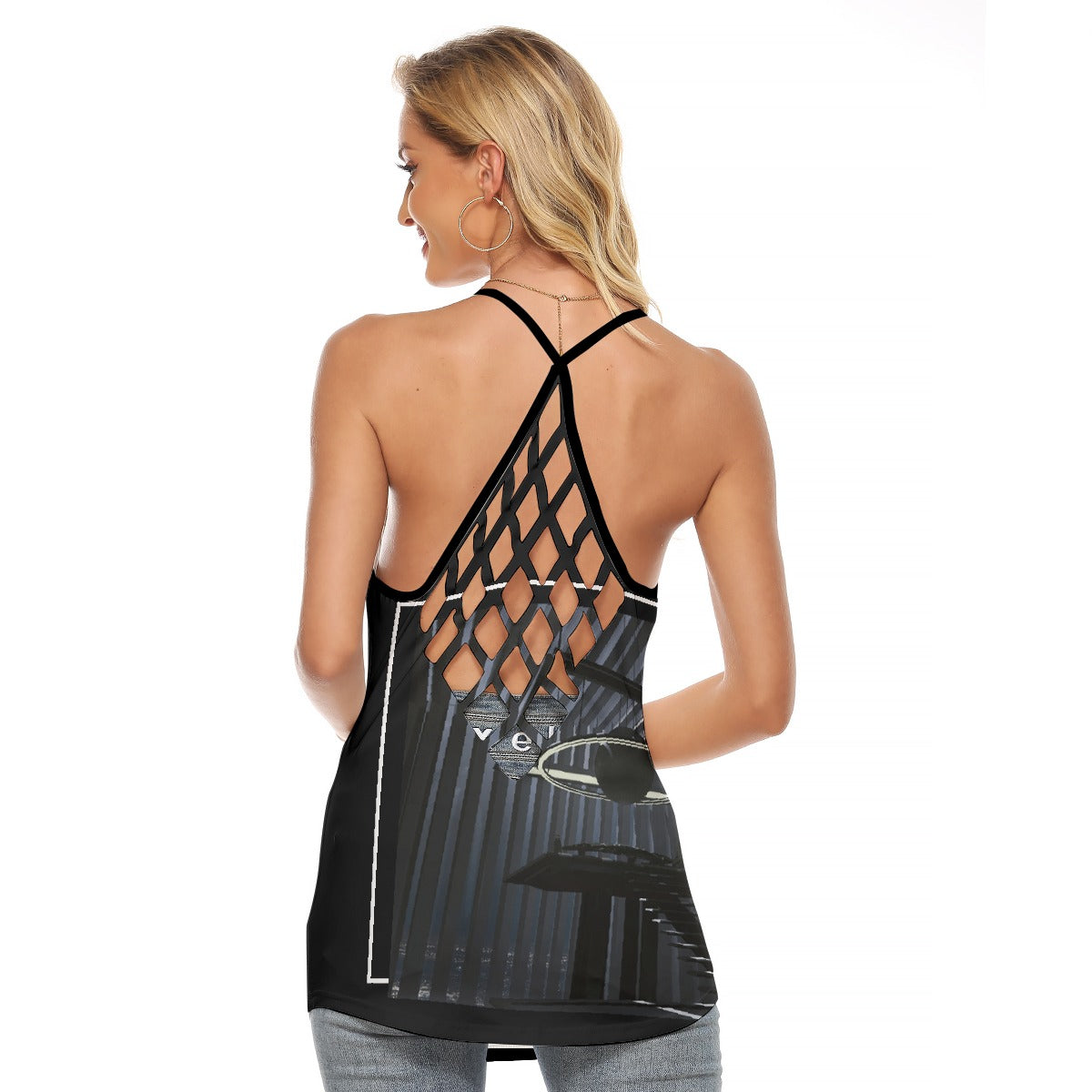 All-Over Print Women's Criss-Cross Open Back Tank Top