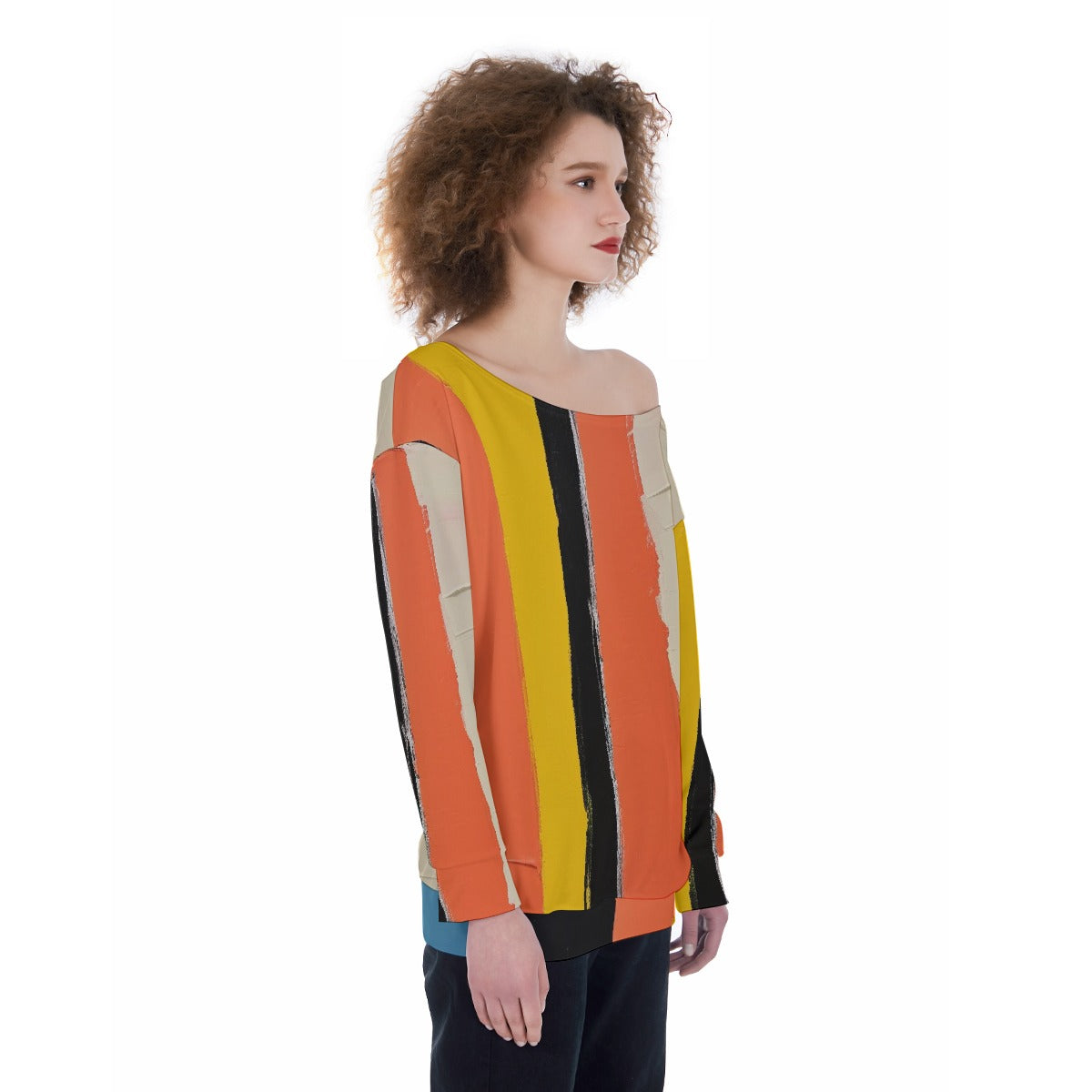 All-Over Print Oversized Women's Off-Shoulder Sweatshirt