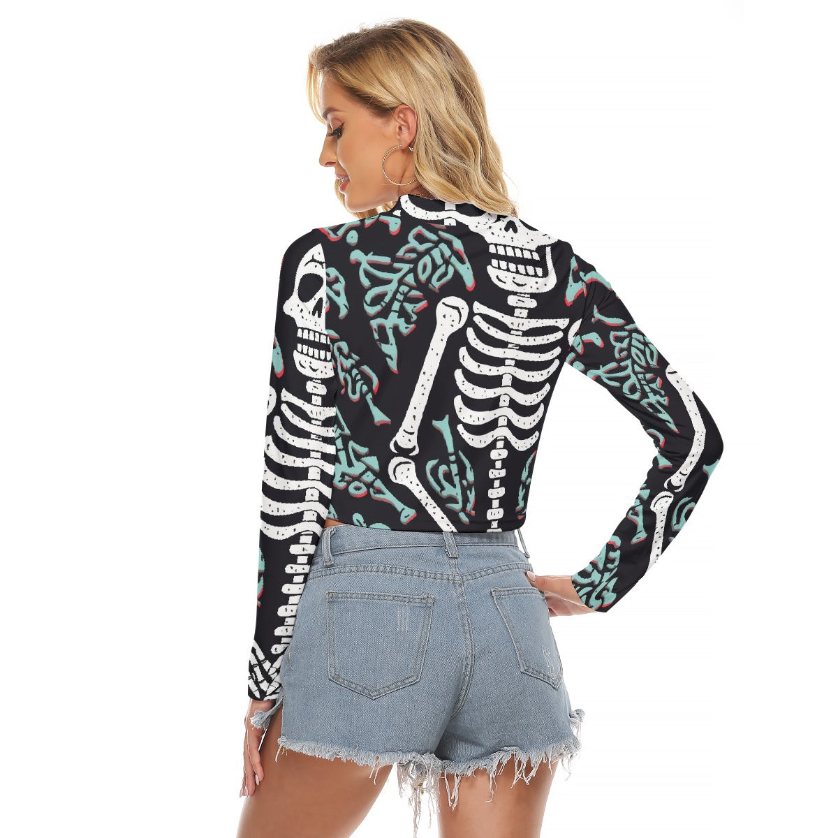 All-Over Print Women's Hollow Chest Keyhole Tight Crop Top