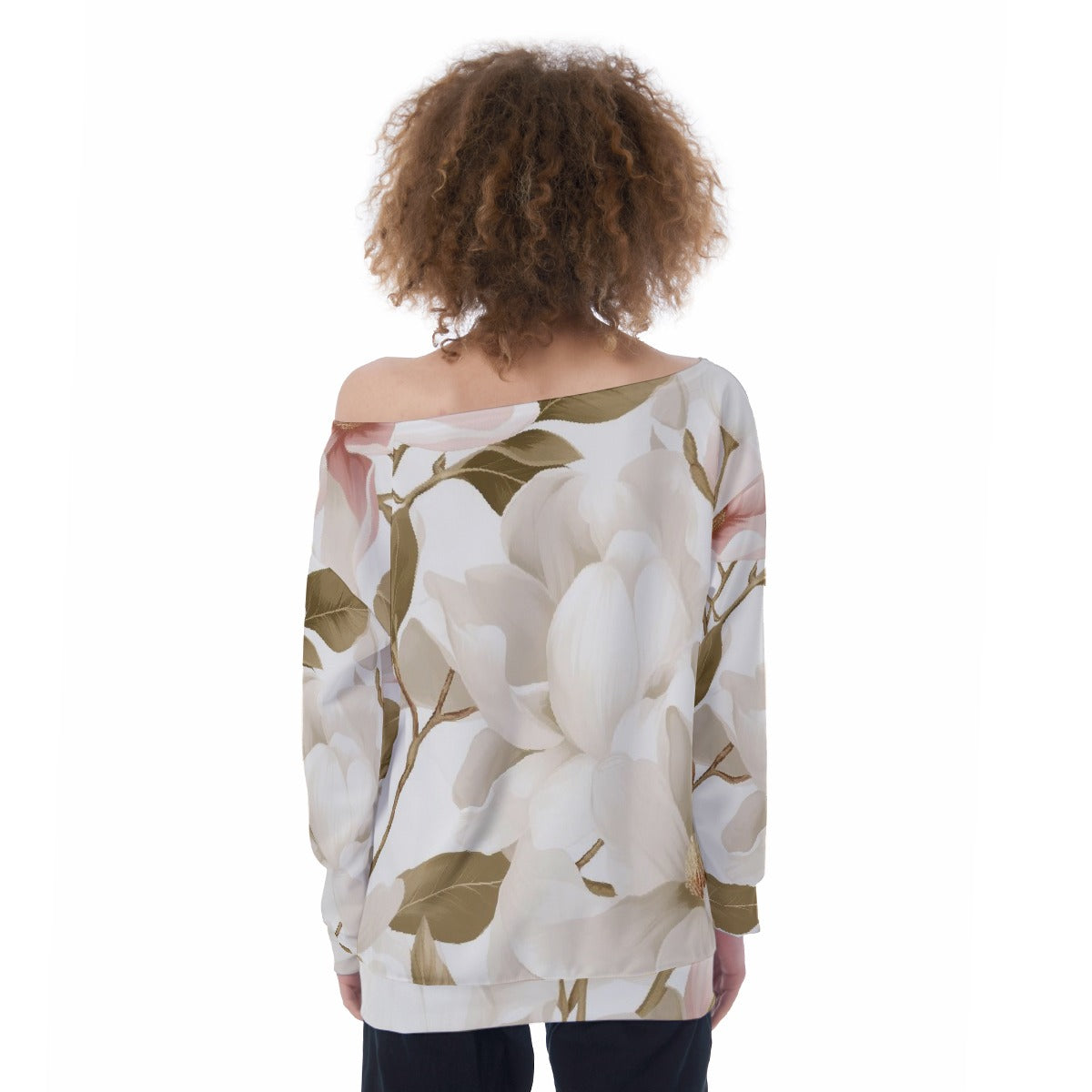 All-Over Print Oversized Women's Off-Shoulder Sweatshirt
