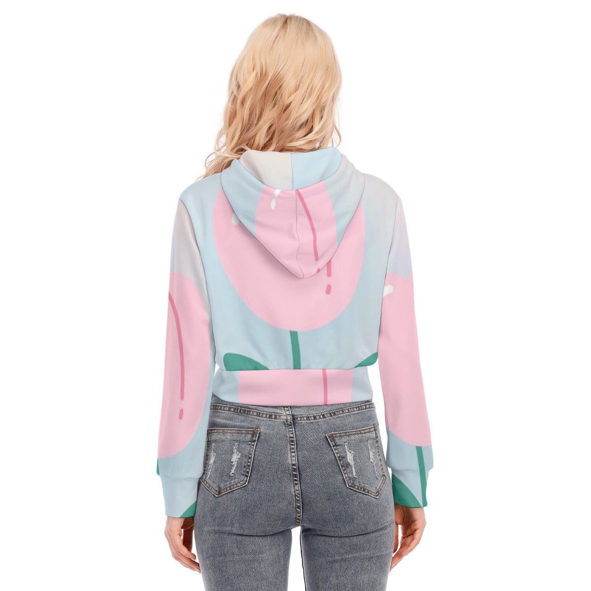 All-Over Print Women's Crop Top Hoodie With Zipper Closure