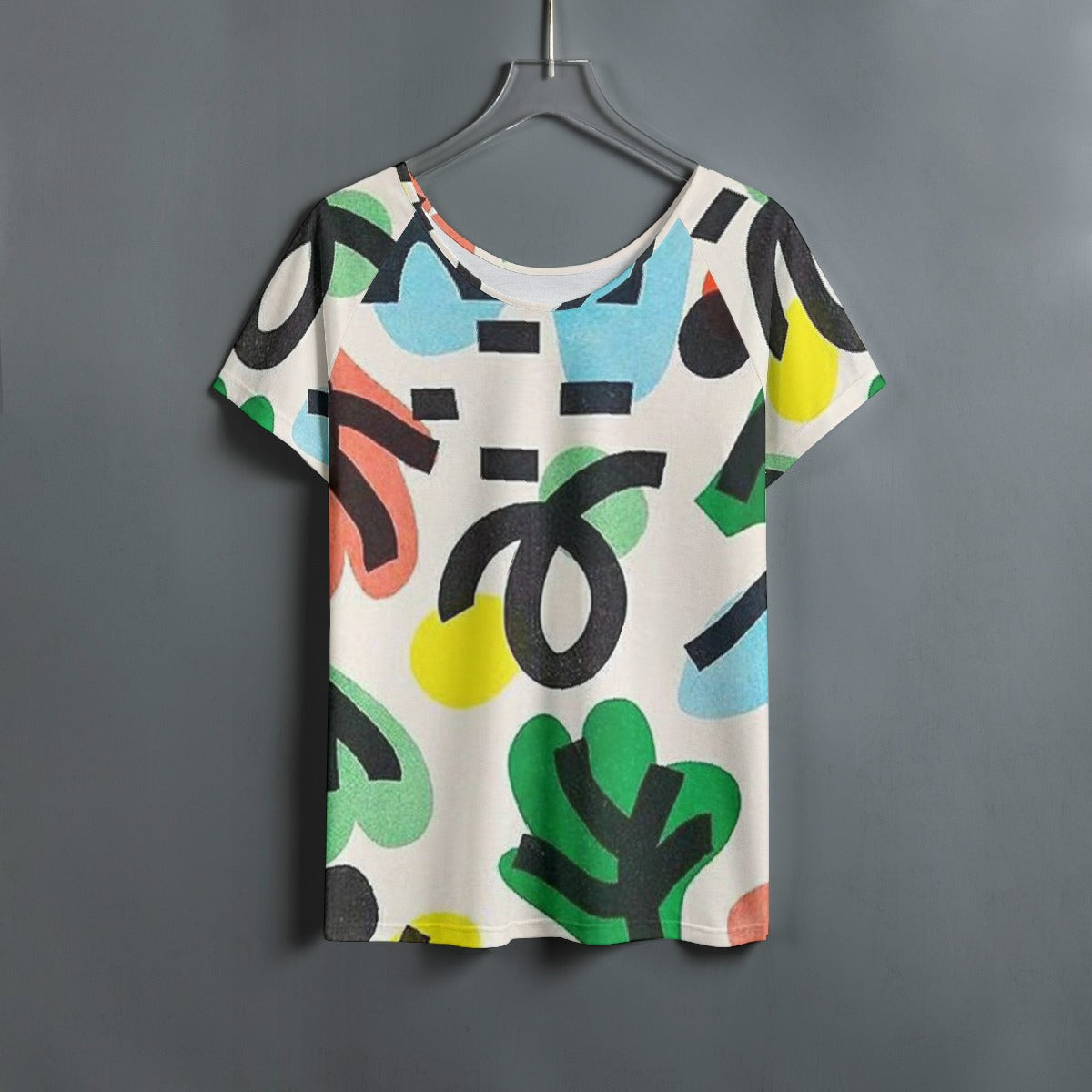 All-Over Print Women's Round Neck T-shirt With Raglan Sleeve