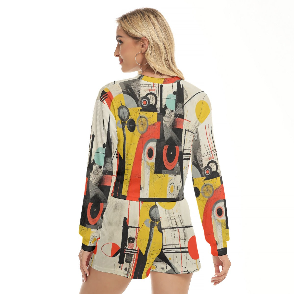 All-Over Print Women's Short Sweatshirt And Pants Suit