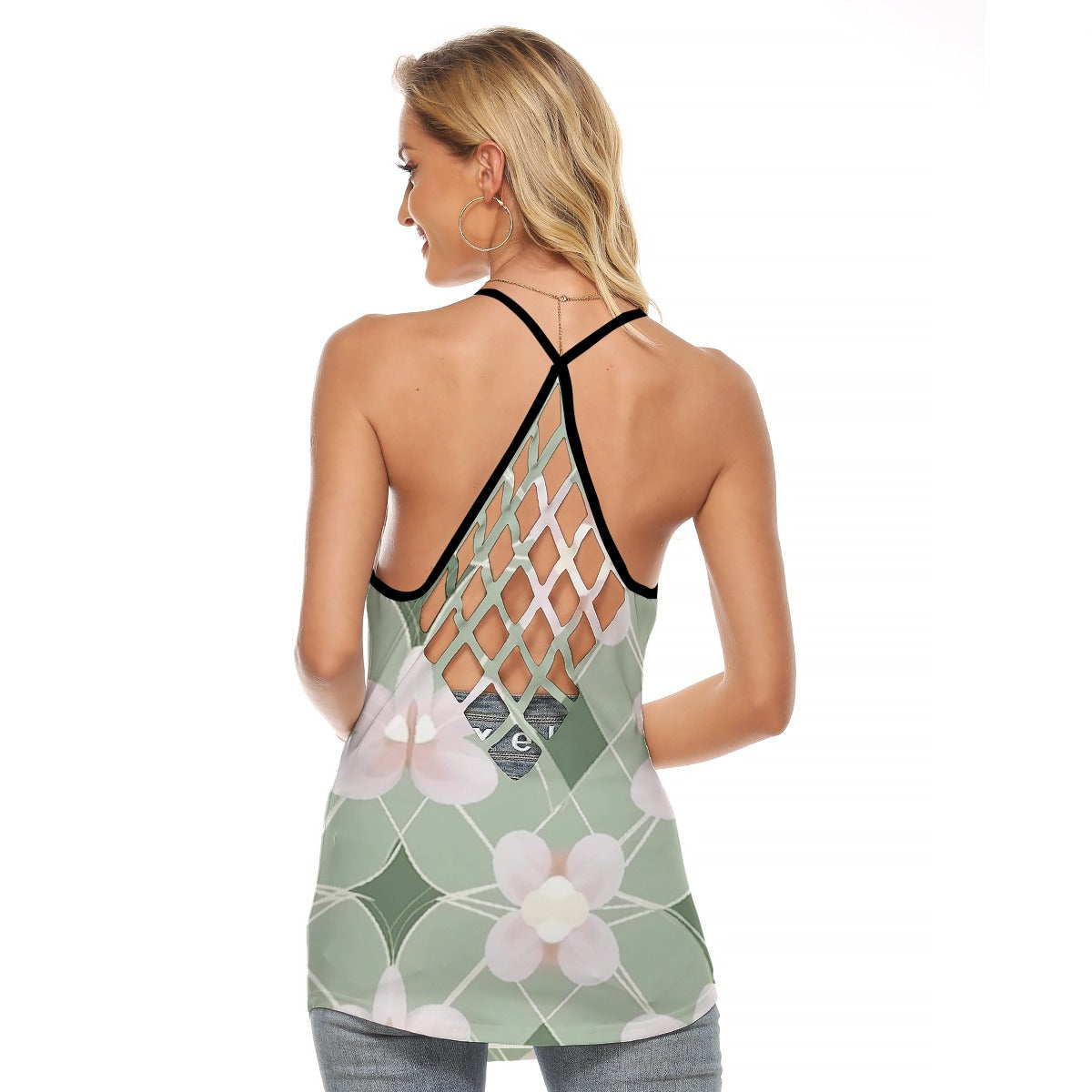 All-Over Print Women's Criss-Cross Open Back Tank Top