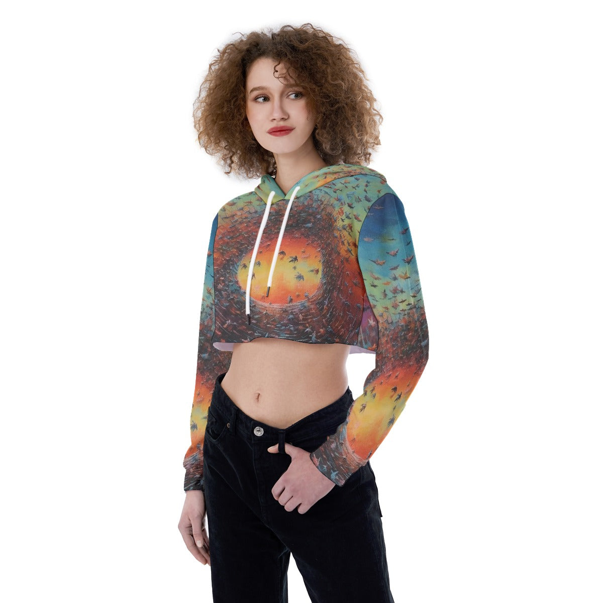 All-Over Print Women's Crop Top Hoodie