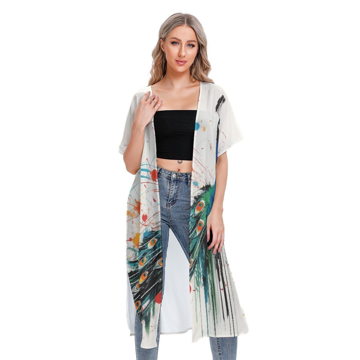 All-Over Print Women's Short Sleeve Cardigan